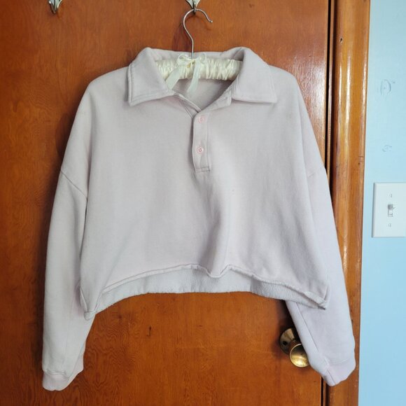 Sunday Best Cropped Rugby Fleece Polo Size Small Women's - Picture 2 of 7